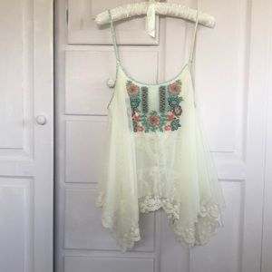 Double d ranch embroidered feminine tank top